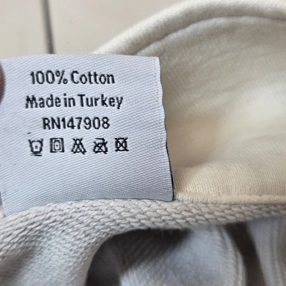 OUTDOOR VOICES Boxy Cropped Quarter Zip Sweatshirt Ivory Blue Medium 6423 - Picture 9 of 10